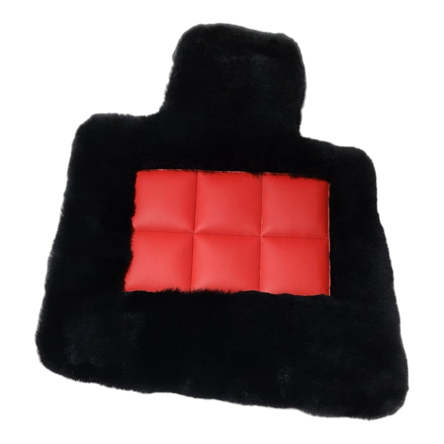 Black Genuine Sheepskin Floor Mats Plush 1 Inch Thickness with Colored Heelpad
