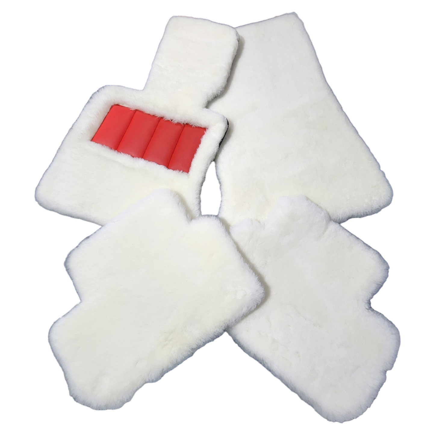 White Genuine Sheepskin Floor Mats Plush 1 Inch Thickness with Colored Heelpad