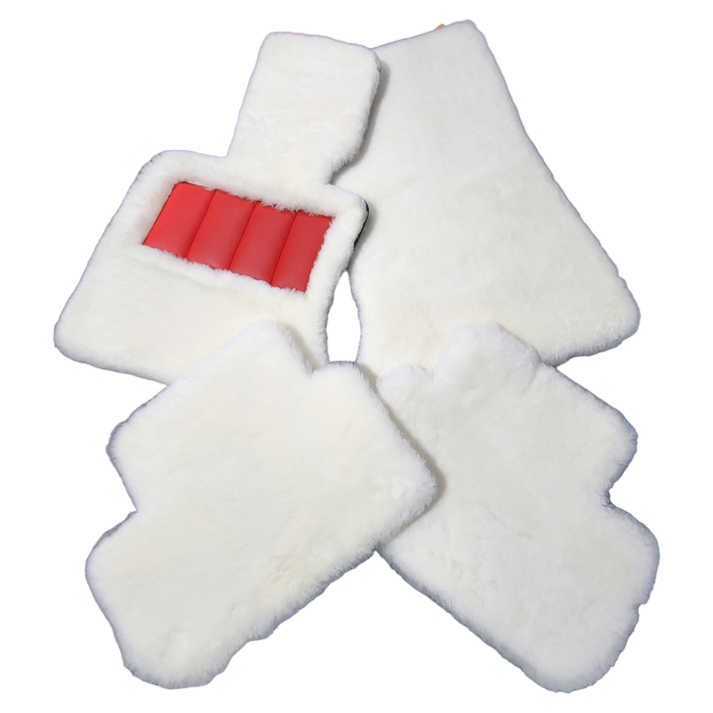 White Genuine Sheepskin Floor Mats Plush 1 Inch Thickness with Colored Heelpad
