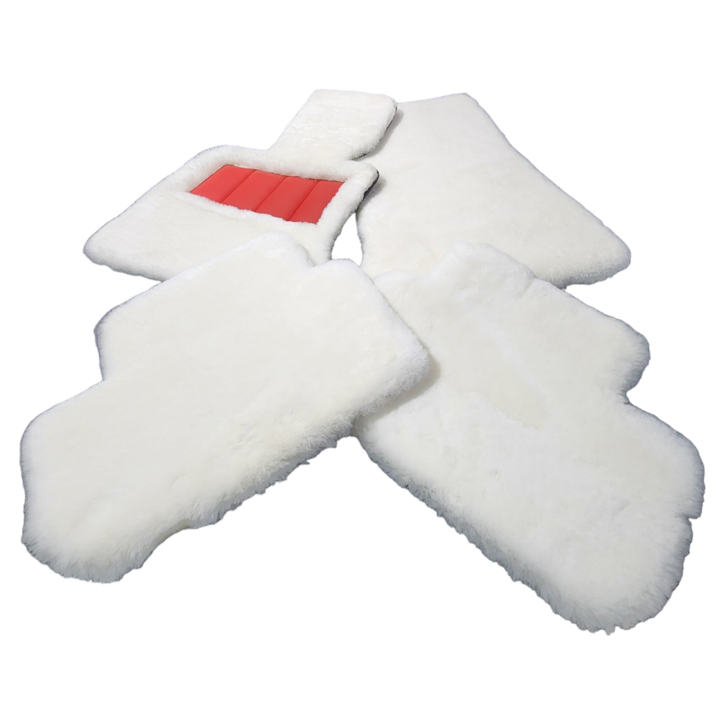 White Genuine Sheepskin Floor Mats Plush 1 Inch Thickness with Colored Heelpad