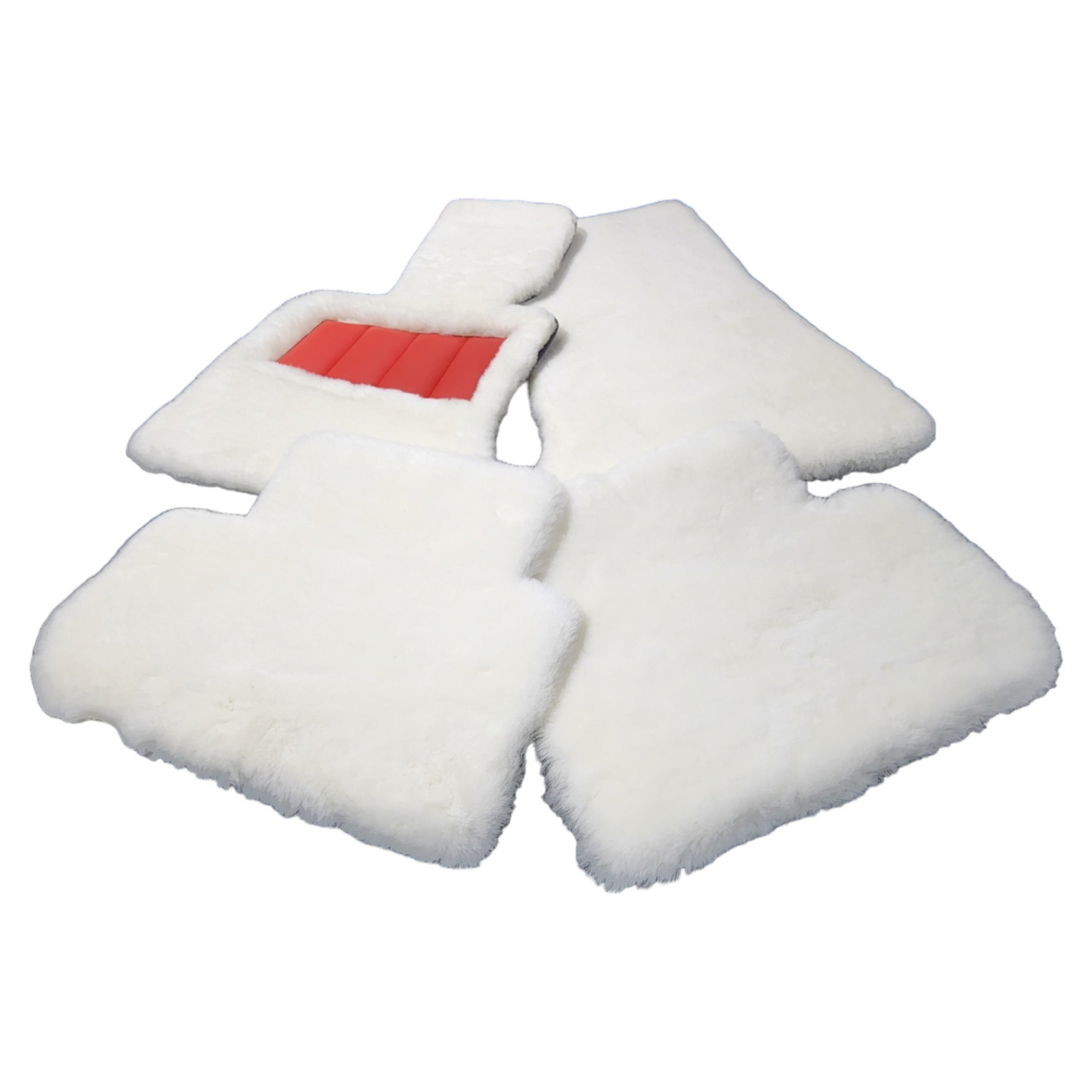 White Genuine Sheepskin Floor Mats Plush 1 Inch Thickness with Colored Heelpad