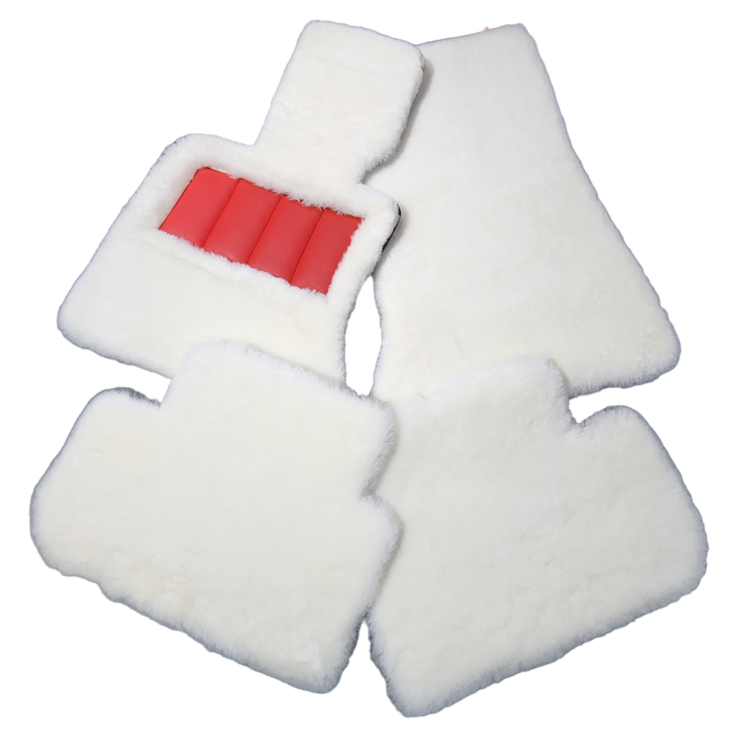 White Genuine Sheepskin Floor Mats Plush 1 Inch Thickness with Colored Heelpad