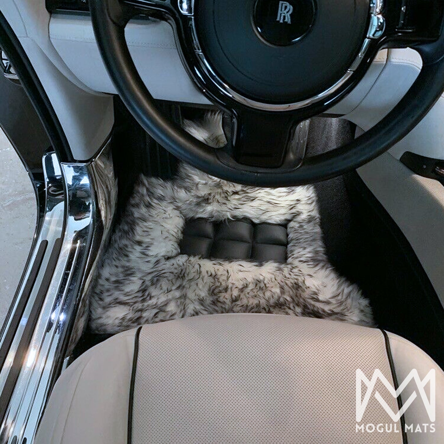 Mogul Mats Multi Color 4PC Sheepskin Floor Mats for Rolls Royce Cullinan