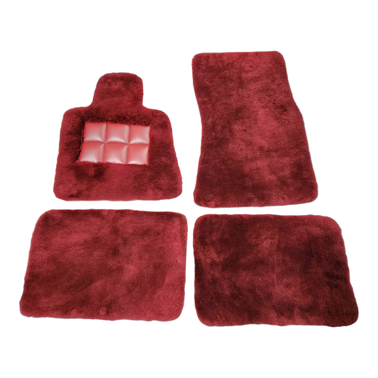 Genuine Dark Red Sheepskin 1 Inch Floor Mats for Rolls Royce Cullinan-Mogul Mats