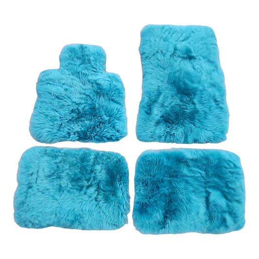 Turchese (Turquoise) Long Wool Black Sheepskin Car Floor Mats for Rolls Royce - Cullinan, Ghost, Phantom, Wraith, Dawn, Spectre