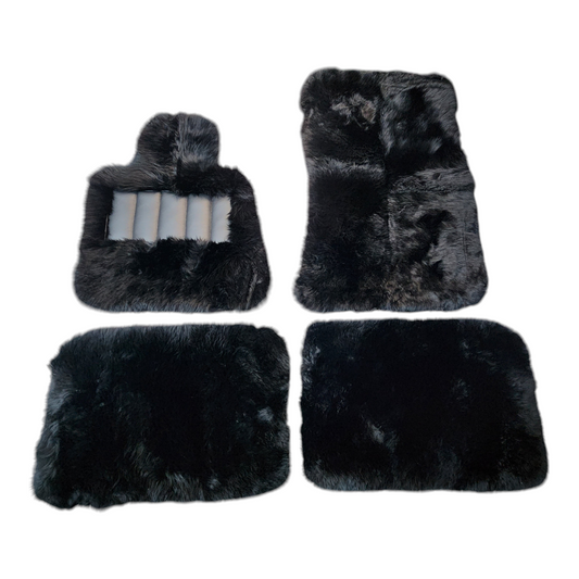 Black sheepskin floor mats custom fit for Rolls-Royce Cullinan