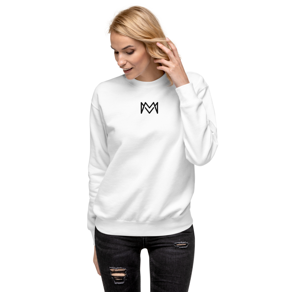 Mogul Merch Symbolic Long Sleeve Unisex Sweatshirt in White